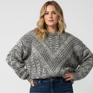 Vintage Tomato Chunky Knit Sweater Gray Black Marled Oversized* L|Xl